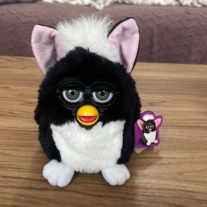 Black and white furby with tags (1997)